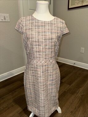 Classic Pink Plaid Sheath Dress - Brand Unspecified